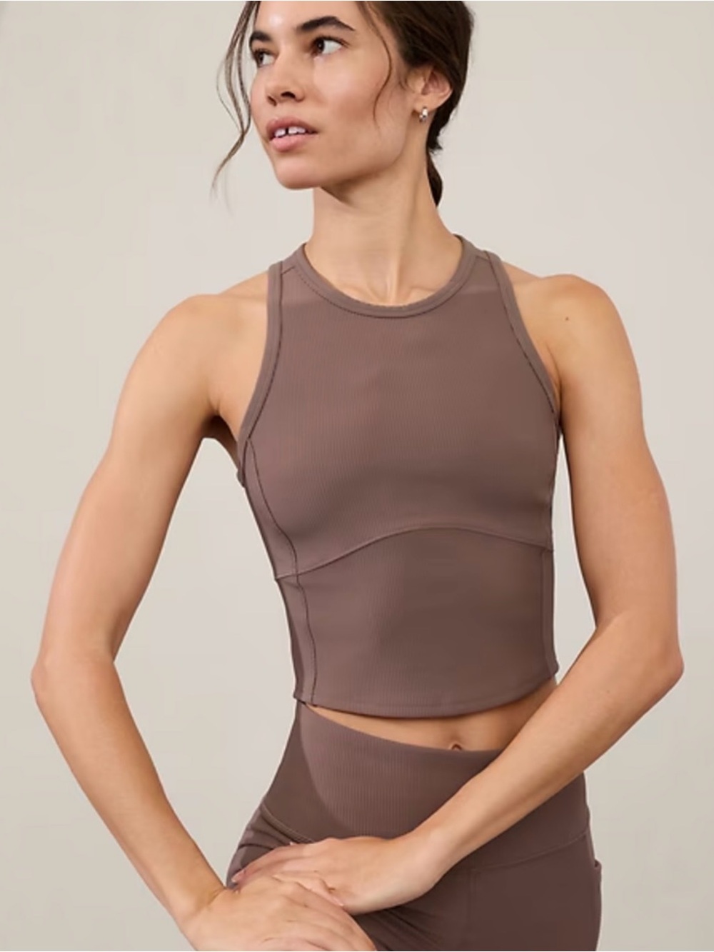 Athleta Salutation Rib Mix Ribbed Racerback Tank Smokey Rose